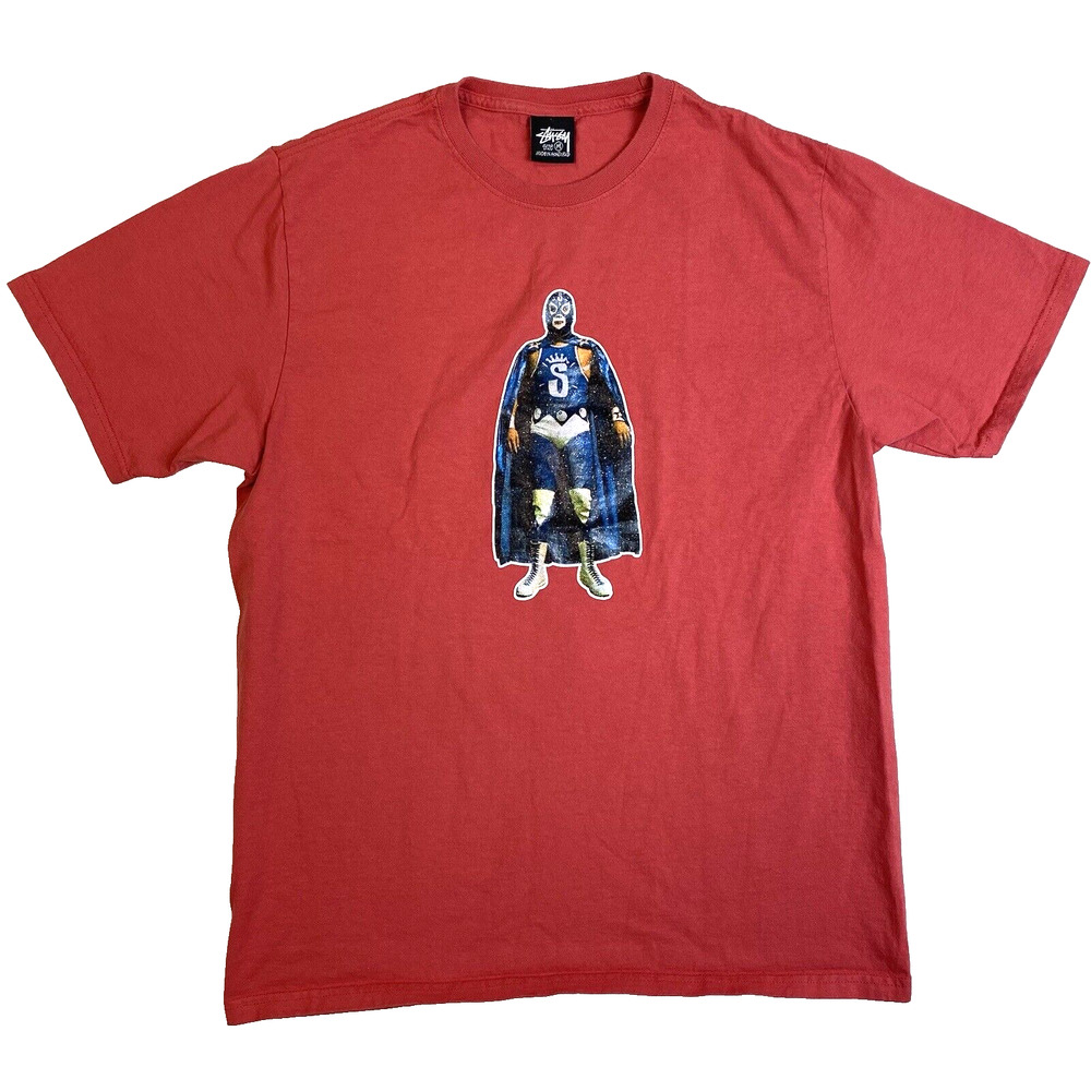 Stussy Lucha Shirt T-Shirt Mens Size Medium M Lucha Libre EUC